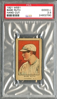 1921 W551 Babe Ruth, Hand Cut - PSA GD+ 2.5